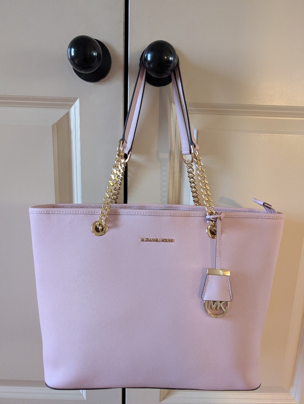 Michael Kors Light Pink Saffiano Leather Chain-Handle Tote